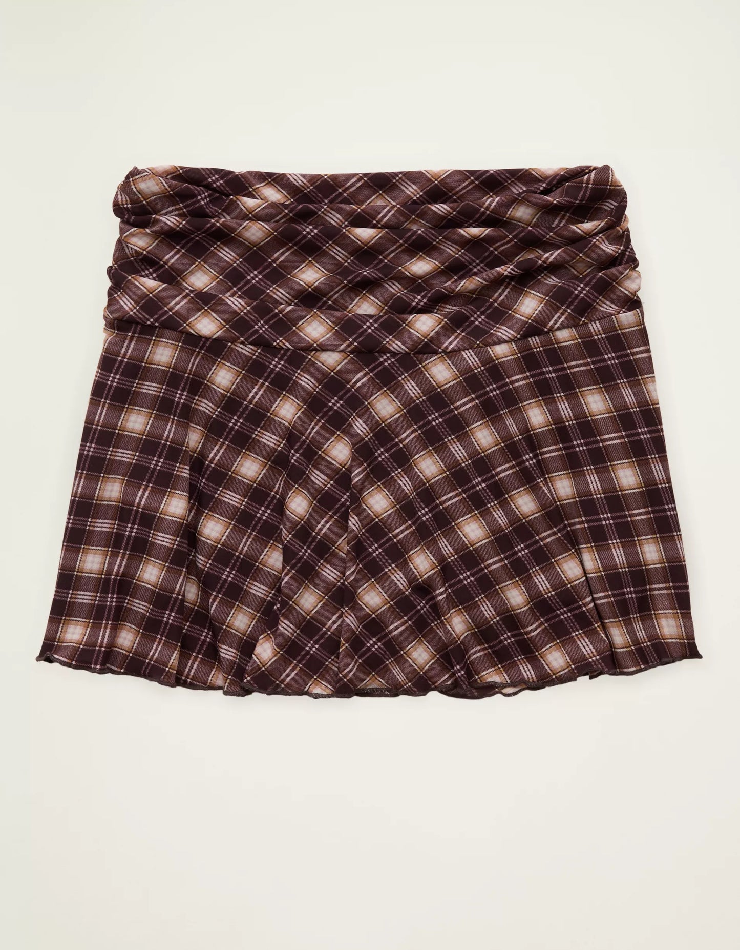 Mid‑Rise Stretch Mesh Pull‑On Mini Skirt With Built‑In Knit Shorts