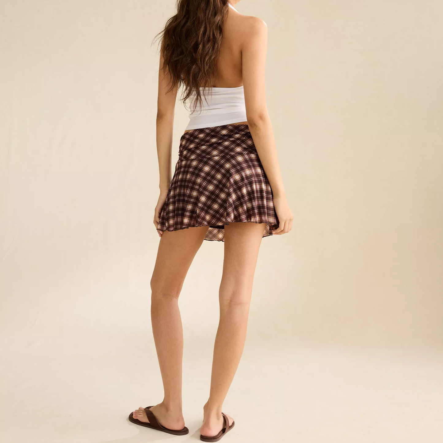 Mid‑Rise Stretch Mesh Pull‑On Mini Skirt With Built‑In Knit Shorts
