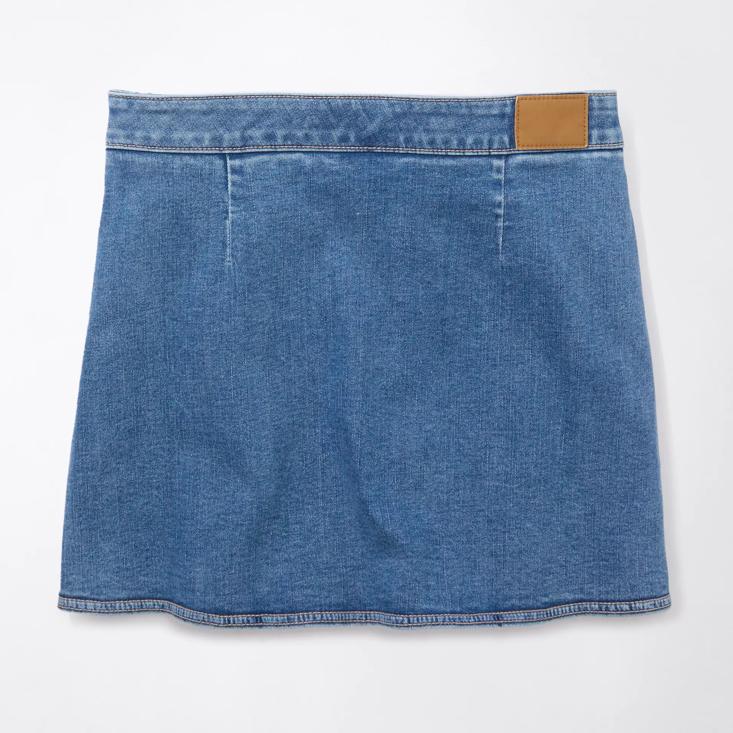 High‑Rise Stretch Denim Skort Mini Skirt With Built‑In Knit Short Liner
