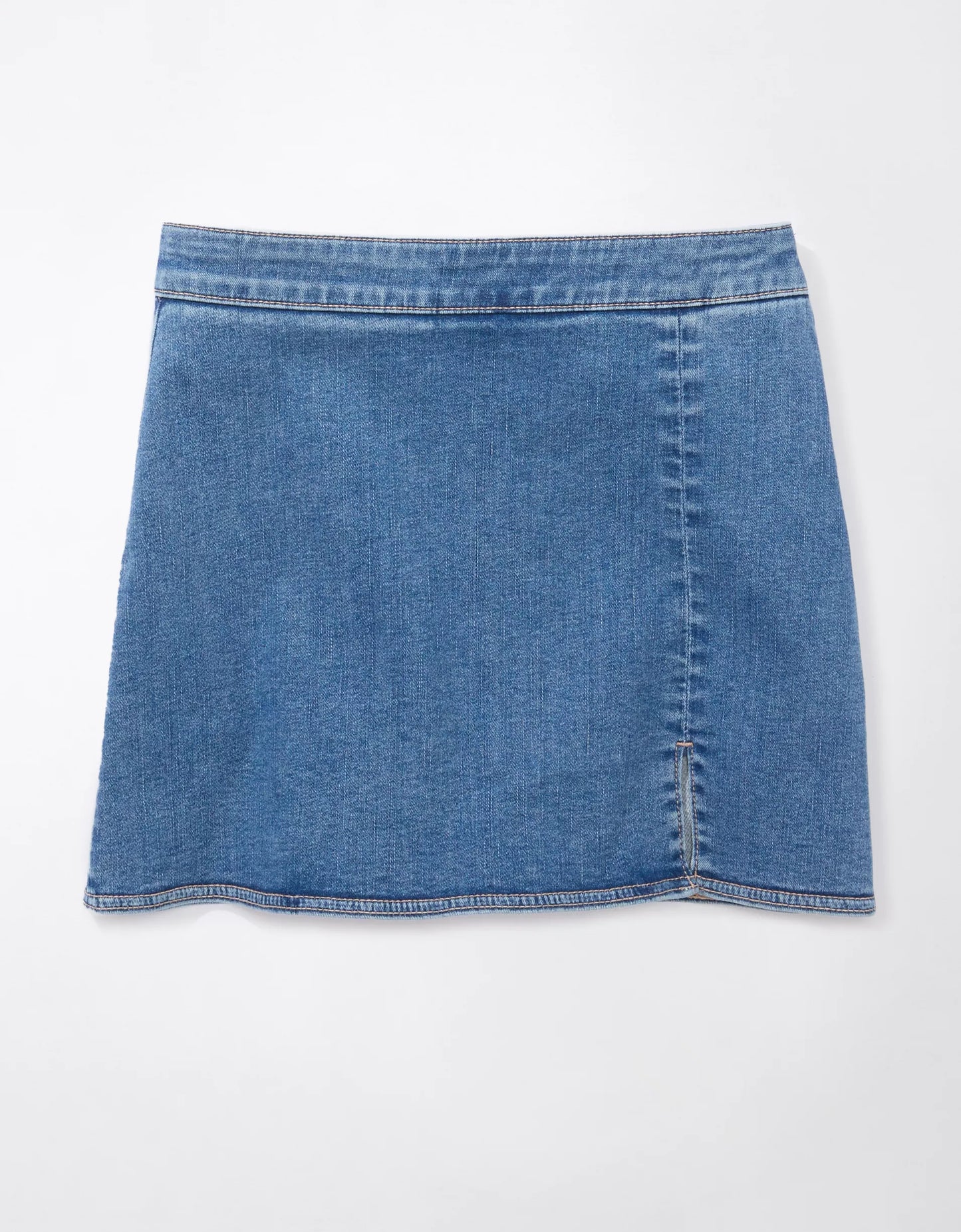 High‑Rise Stretch Denim Skort Mini Skirt With Built‑In Knit Short Liner