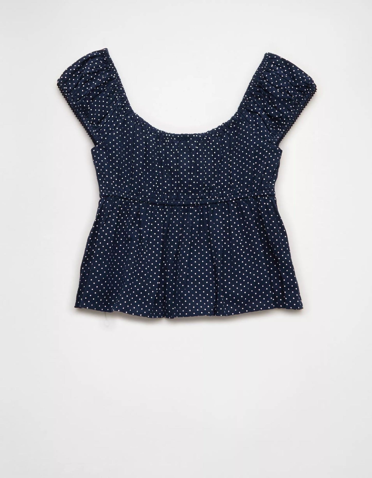 Cropped Cap‑Sleeve Lace‑Trim Button‑Front Cotton‑Linen Blend Top